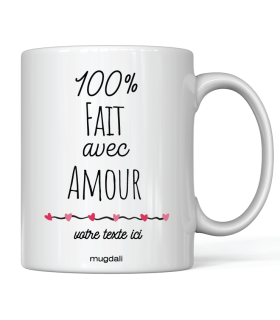 Mug personnalisé "100% Fait avec amour"