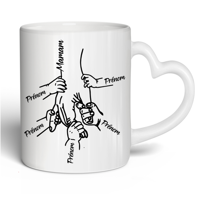 Mug Main de Maman a personnaliser de 1 à 5 prénoms