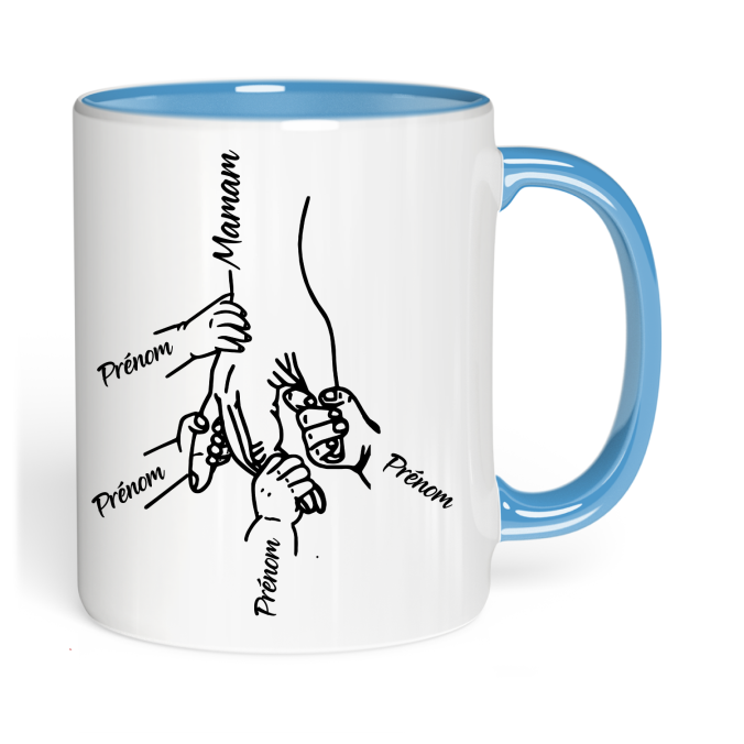 Mug Main de Maman a personnaliser de 1 à 5 prénoms