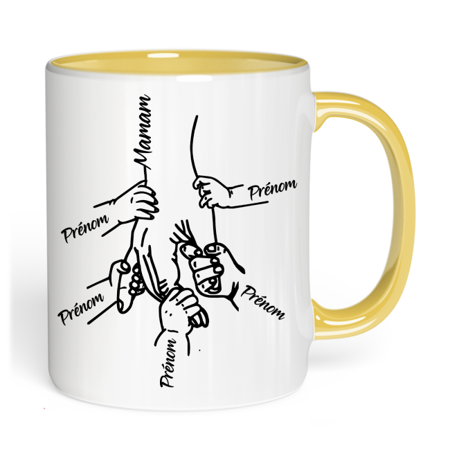 Mug Main de Maman a personnaliser de 1 à 5 prénoms