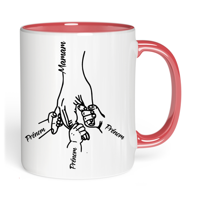 Mug Main de Maman a personnaliser de 1 à 5 prénoms