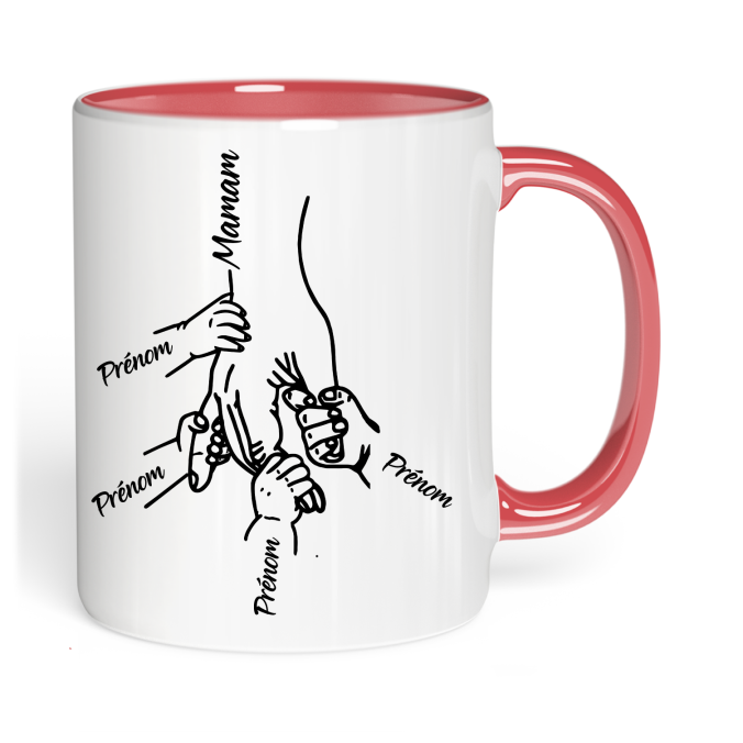 Mug Main de Maman a personnaliser de 1 à 5 prénoms