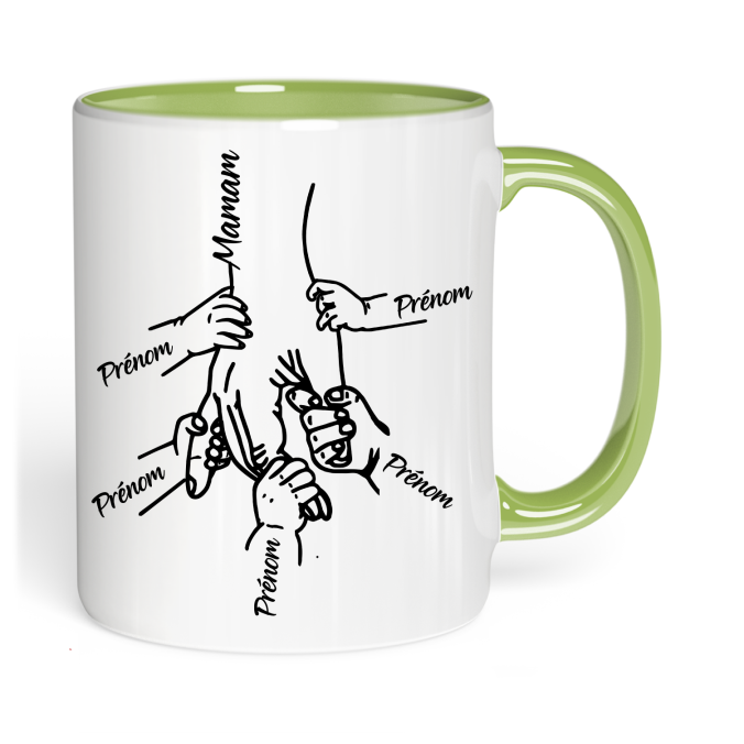 Mug Main de Maman a personnaliser de 1 à 5 prénoms