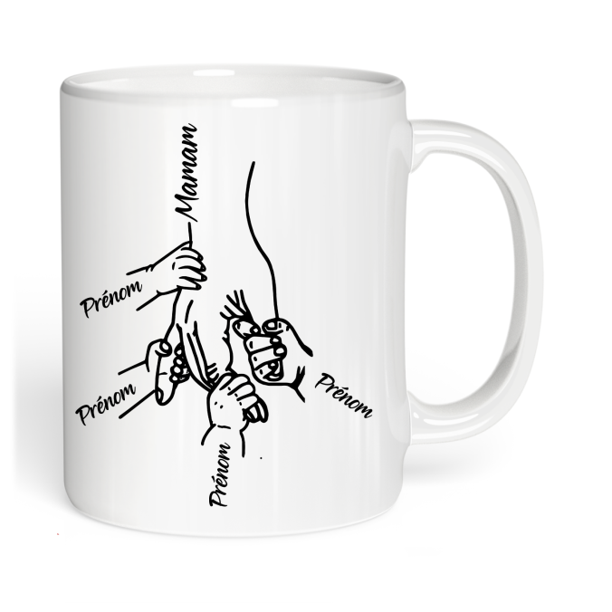 Mug Main de Maman a personnaliser de 1 à 5 prénoms