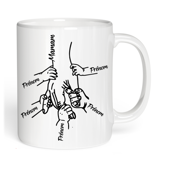 Mug Main de Maman a personnaliser de 1 à 5 prénoms