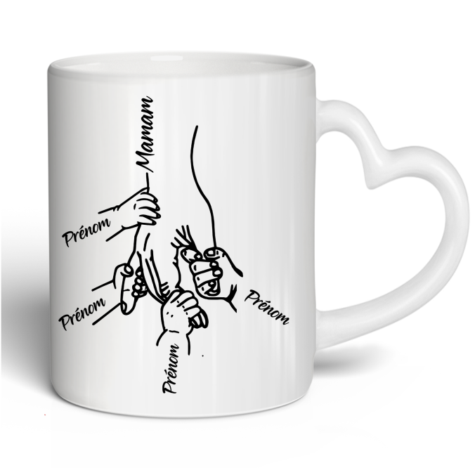 Mug Main de Maman a personnaliser de 1 à 5 prénoms