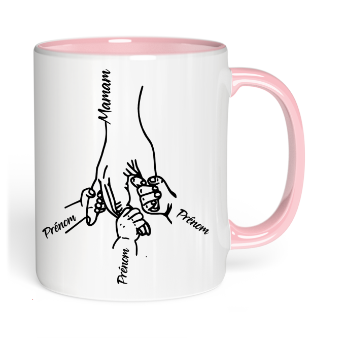 Mug Main de Maman a personnaliser de 1 à 5 prénoms