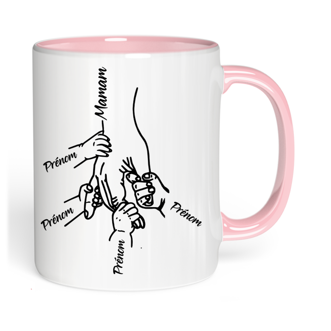 Mug Main de Maman a personnaliser de 1 à 5 prénoms