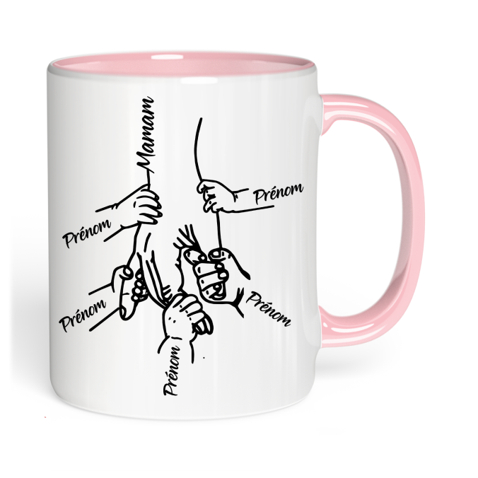 Mug Main de Maman a personnaliser de 1 à 5 prénoms