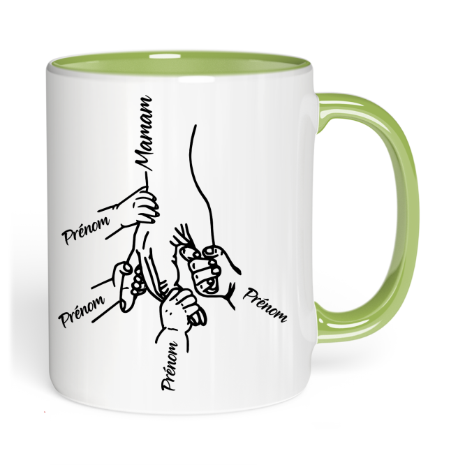 Mug Main de Maman a personnaliser de 1 à 5 prénoms