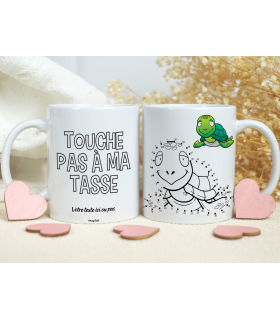 Mug Tortue Verte éducatif à colorier et à relier | Tasse ludique et éducatif