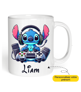 Mug Stitch Gamer prénom à personnaliser