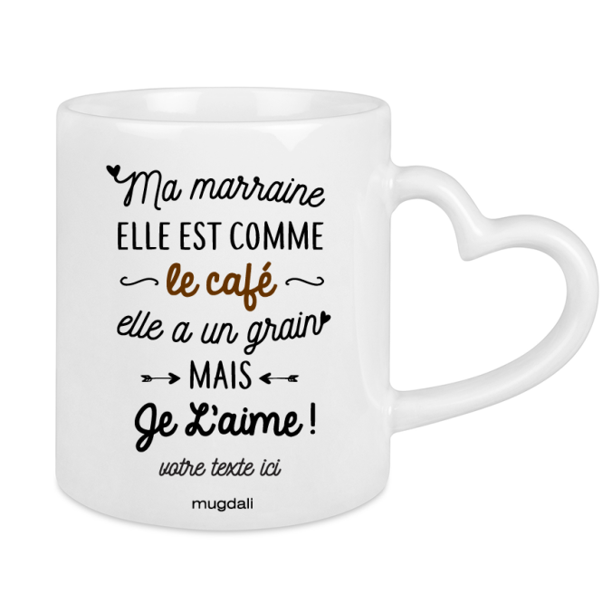 Mug Marraine elle est comme le café, elle a un grain