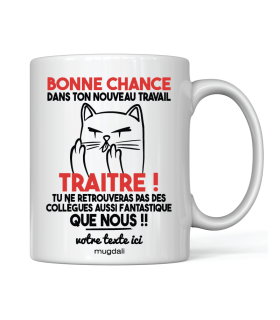 Mug Bonne chance dans ton nouveau travail "Chat"