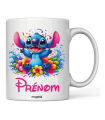 Mug Stitch happy personnalisé | Tasse Stitch avec prénom rose